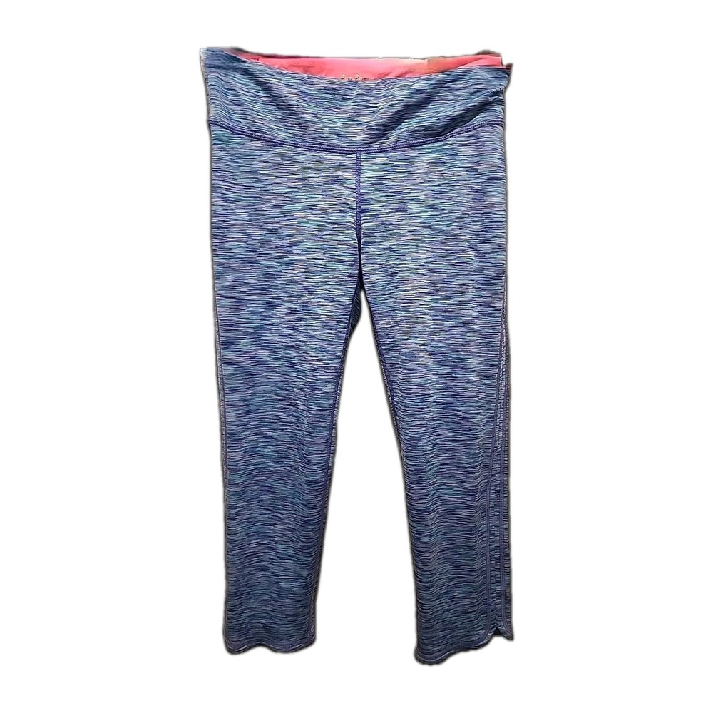 LILLY PULITZER Luxletic Cropped Leggings Sz Med Iris Blue Space Dye Pink Accents